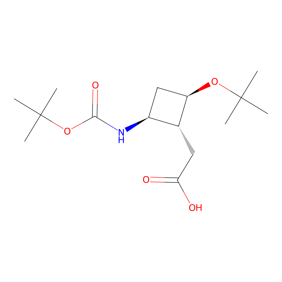 2-[(1R,2R,4S)-2-(tert-butoxy)-4-{[(tert-butoxy)carbonyl]amino}cyclobutyl]aceticacid molecular structure, CAS 2408937-78-8