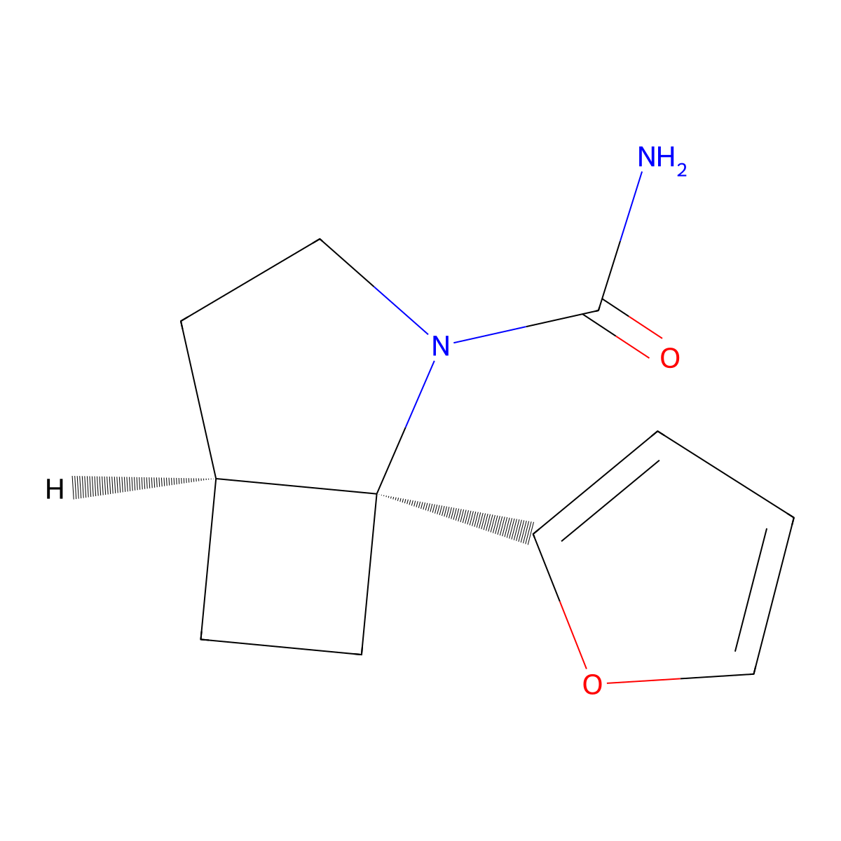 rac-(1R,5R)-1-(furan-2-yl)-2-azabicyclo[3.2.0]heptane-2-carboxamide molecular structure, CAS 2408937-81-3