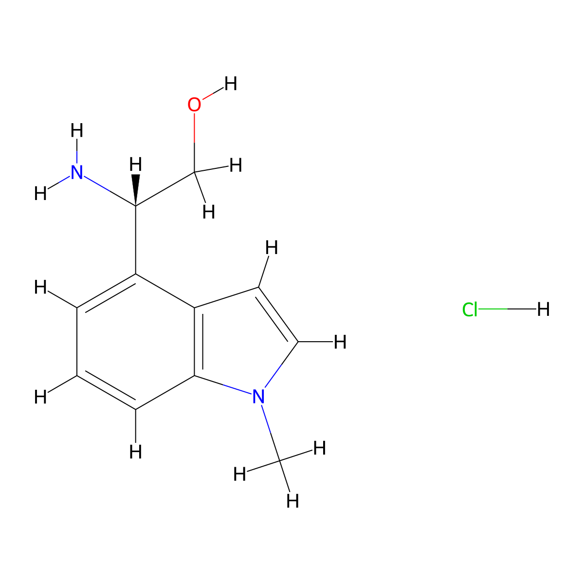 (2S)-2-amino-2-(1-methyl-1H-indol-4-yl)ethan-1-ol hydrochloride molecular structure, CAS 2408937-83-5