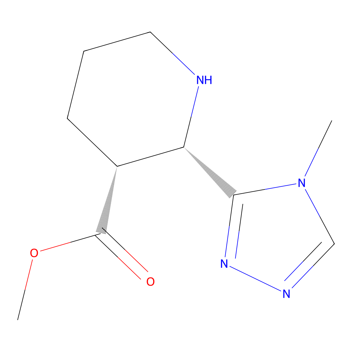 rac-methyl(2R,3S)-2-(4-methyl-4H-1,2,4-triazol-3-yl)piperidine-3-carboxylate,cis molecular structure, CAS 2408937-87-9