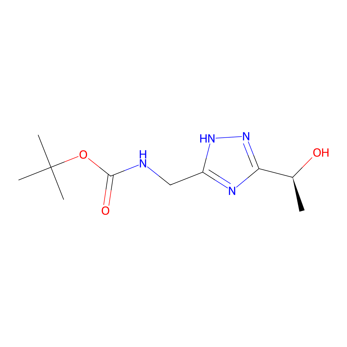 tert-butyl N-({3-[(1S)-1-hydroxyethyl]-1H-1,2,4-triazol-5-yl}methyl)carbamate molecular structure, CAS 2408937-88-0