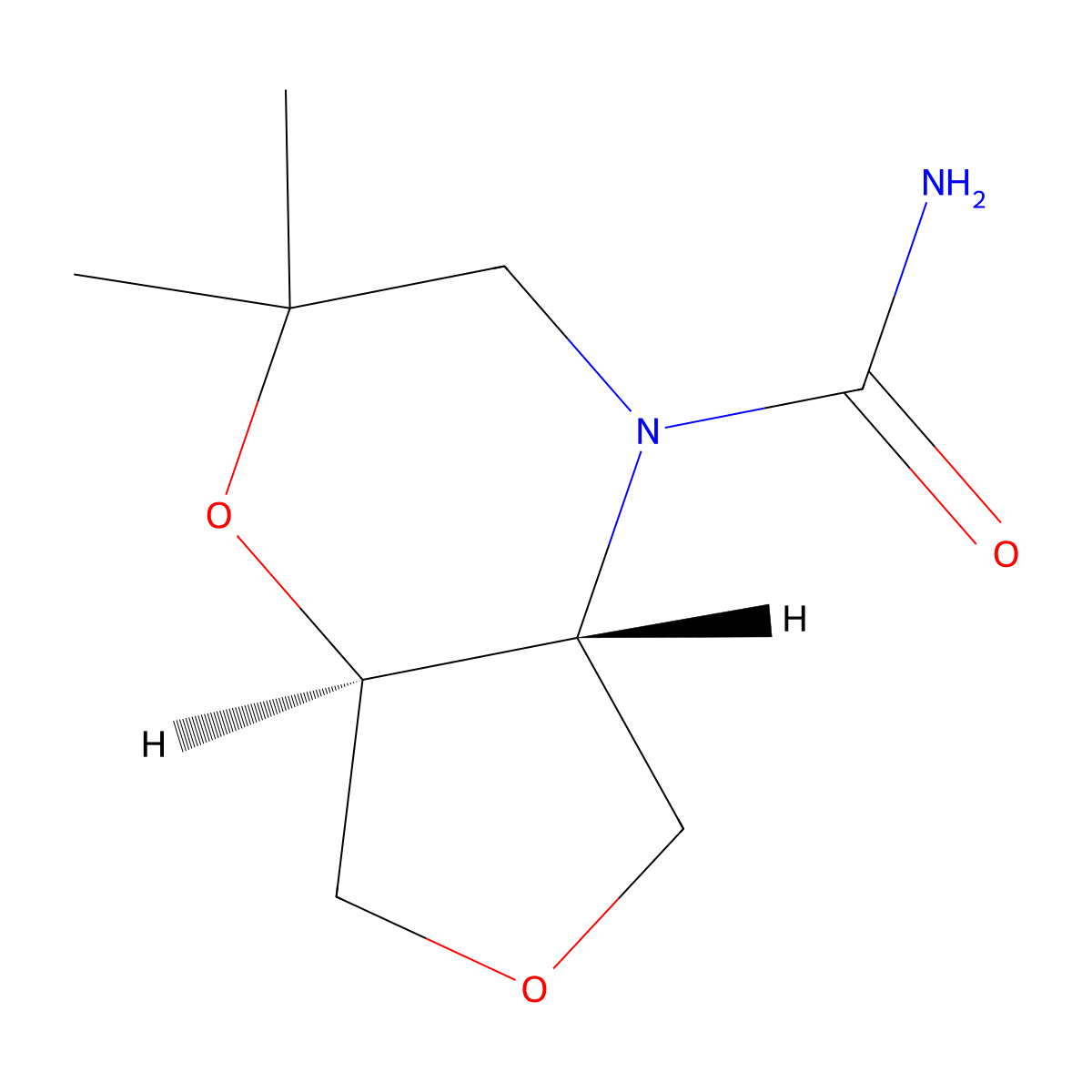 rac-(4aR,7aS)-2,2-dimethyl-hexahydro-2H-furo[3,4-b]morpholine-4-carboxamide molecular structure, CAS 2408937-90-4