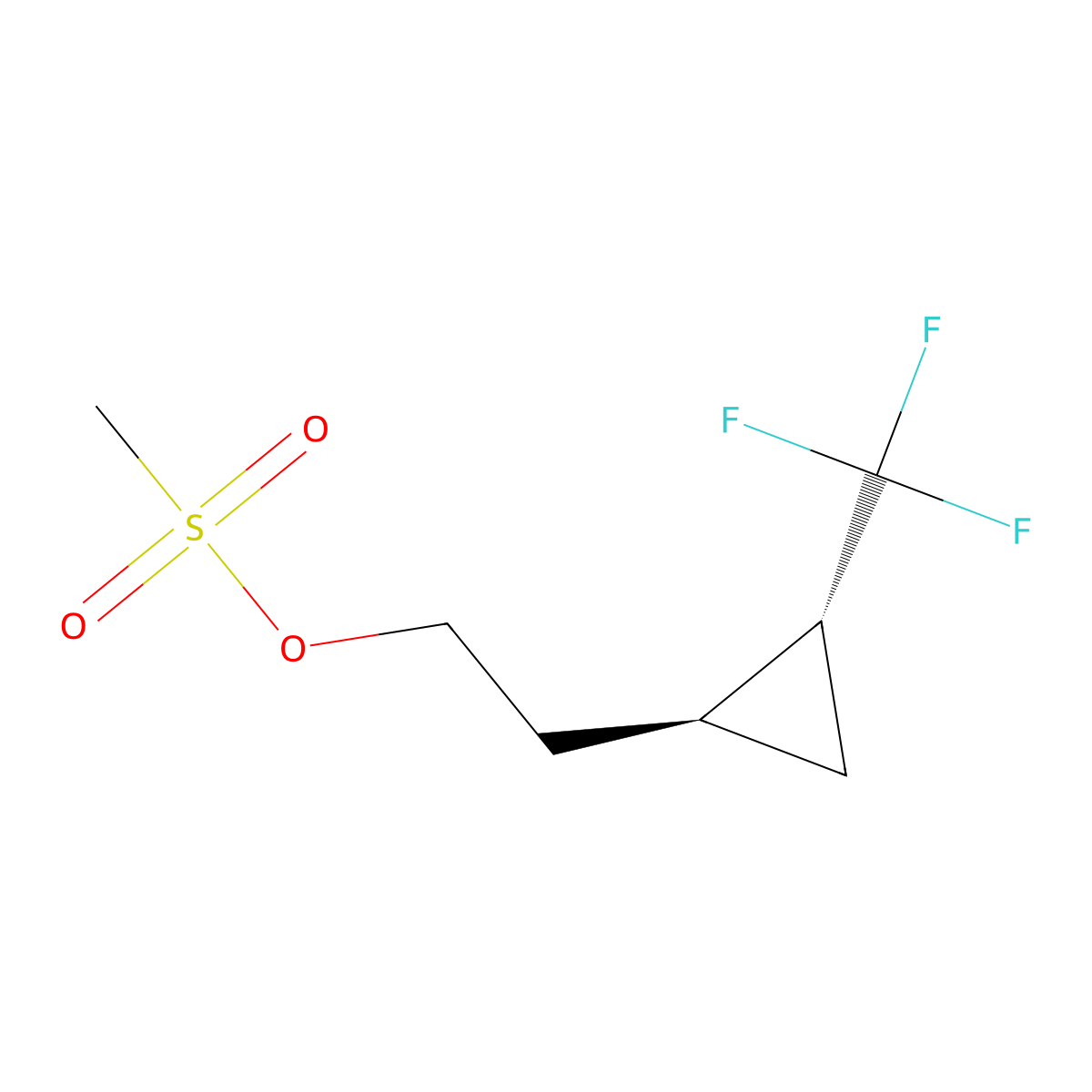 rac-2-[(1R,2S)-2-(trifluoromethyl)cyclopropyl]ethylmethanesulfonate,trans molecular structure, CAS 2408937-91-5