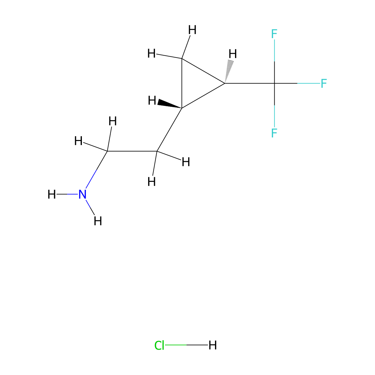 rac-2-[(1R,2S)-2-(trifluoromethyl)cyclopropyl]ethan-1-amine hydrochloride molecular structure, CAS 2408937-92-6