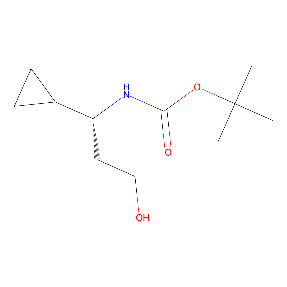 tert-butyl N-[(1R)-1-cyclopropyl-3-hydroxypropyl]carbamate molecular structure, CAS 2408937-93-7