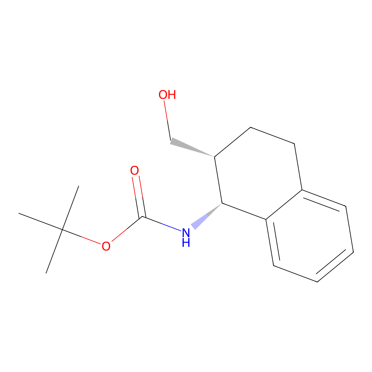 rac-tert-butyl N-[(1R,2R)-2-(hydroxymethyl)-1,2,3,4-tetrahydronaphthalen-1-yl]carbamate molecular structure, CAS 2408937-96-0