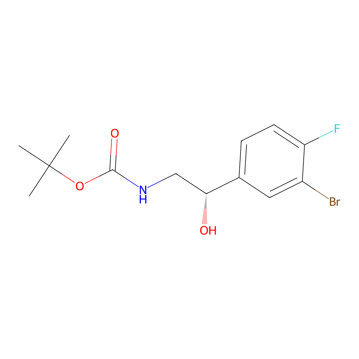 tert-butyl N-[(2S)-2-(3-bromo-4-fluorophenyl)-2-hydroxyethyl]carbamate molecular structure, CAS 2408938-04-3