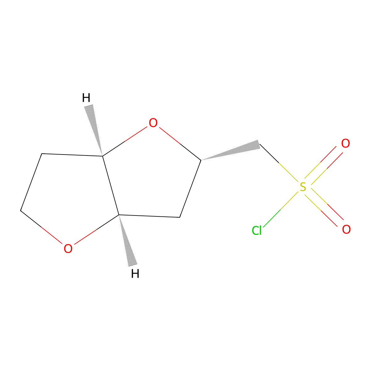 rac-[(2R,3aS,6aS)-hexahydrofuro[3,2-b]furan-2-yl]methanesulfonylchloride molecular structure, CAS 2408938-24-7