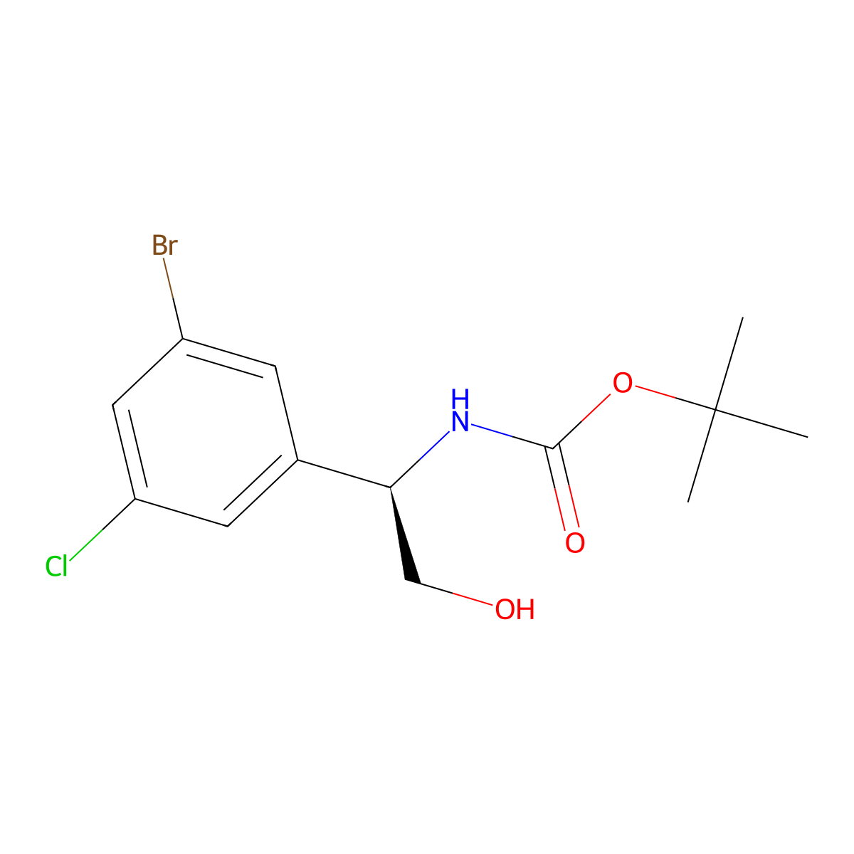 tert-butyl N-[(1R)-1-(3-bromo-5-chlorophenyl)-2-hydroxyethyl]carbamate molecular structure, CAS 2408938-25-8