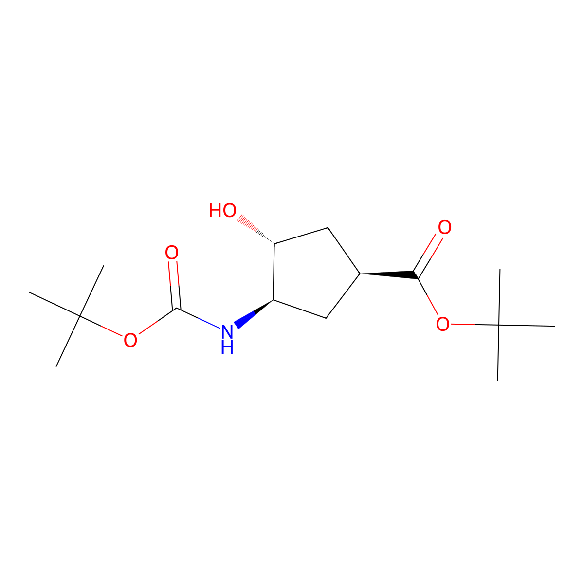 rac-tert-butyl (1R,3S,4S)-3-{[(tert-butoxy)carbonyl]amino}-4-hydroxycyclopentane-1-carboxylate molecular structure, CAS 2408938-29-2