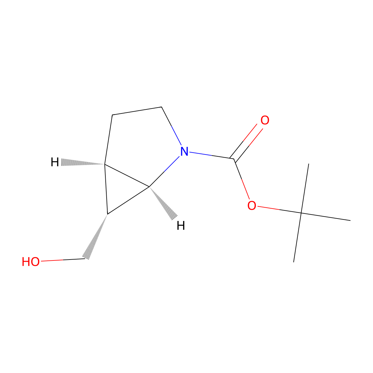 rac-tert-butyl(1R,5R,6R)-6-(hydroxymethyl)-2-azabicyclo[3.1.0]hexane-2-carboxylate molecular structure, CAS 2408938-34-9