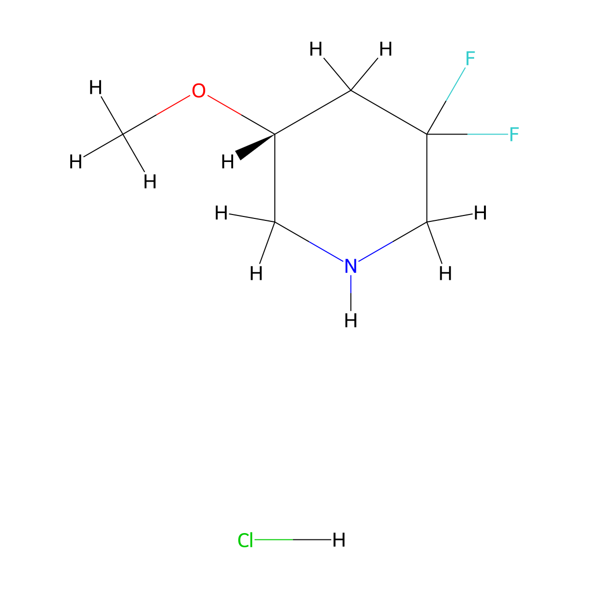 (5R)-3,3-difluoro-5-methoxypiperidine hydrochloride molecular structure, CAS 2408938-36-1