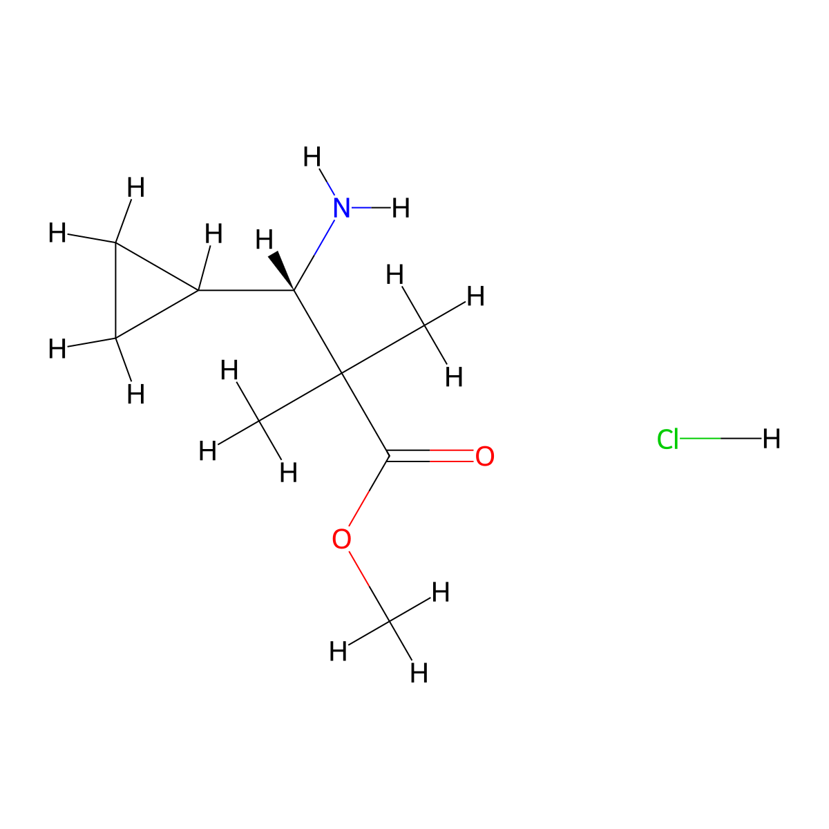 methyl (3S)-3-amino-3-cyclopropyl-2,2-dimethylpropanoate hydrochloride molecular structure, CAS 2408938-37-2