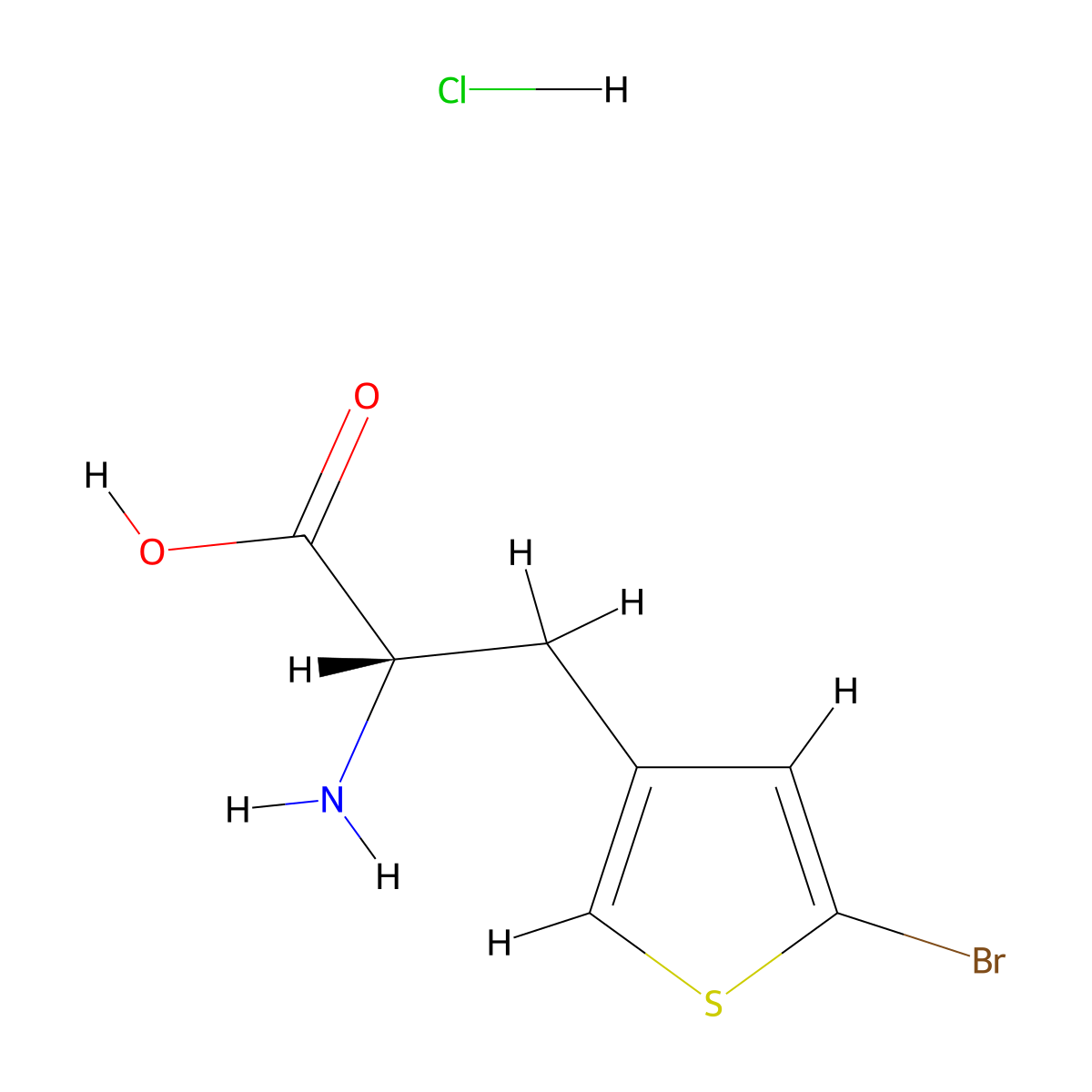 (2S)-2-amino-3-(5-bromothiophen-3-yl)propanoic acid hydrochloride molecular structure, CAS 2408938-48-5