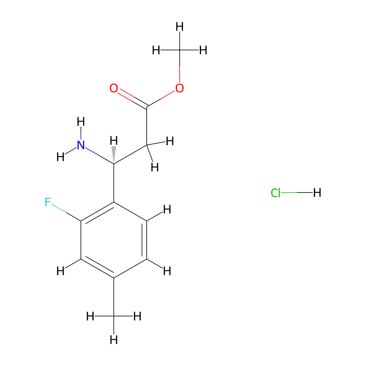 methyl (3S)-3-amino-3-(2-fluoro-4-methylphenyl)propanoate hydrochloride molecular structure, CAS 2408938-61-2