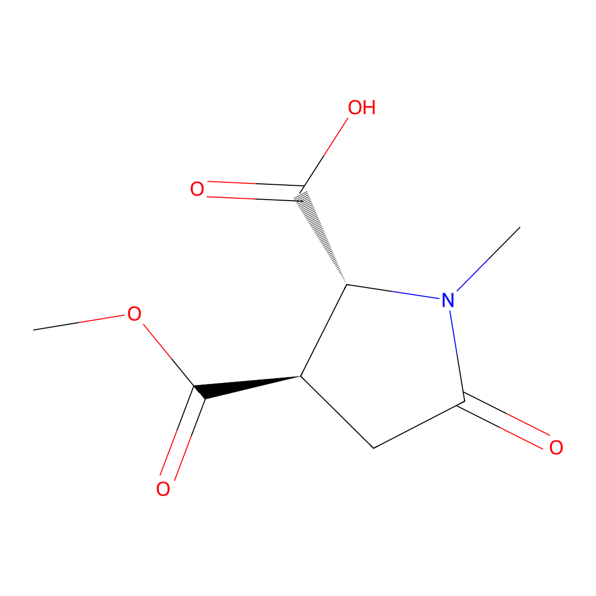 rac-(2R,3R)-3-(methoxycarbonyl)-1-methyl-5-oxopyrrolidine-2-carboxylicacid,trans molecular structure, CAS 2408938-65-6