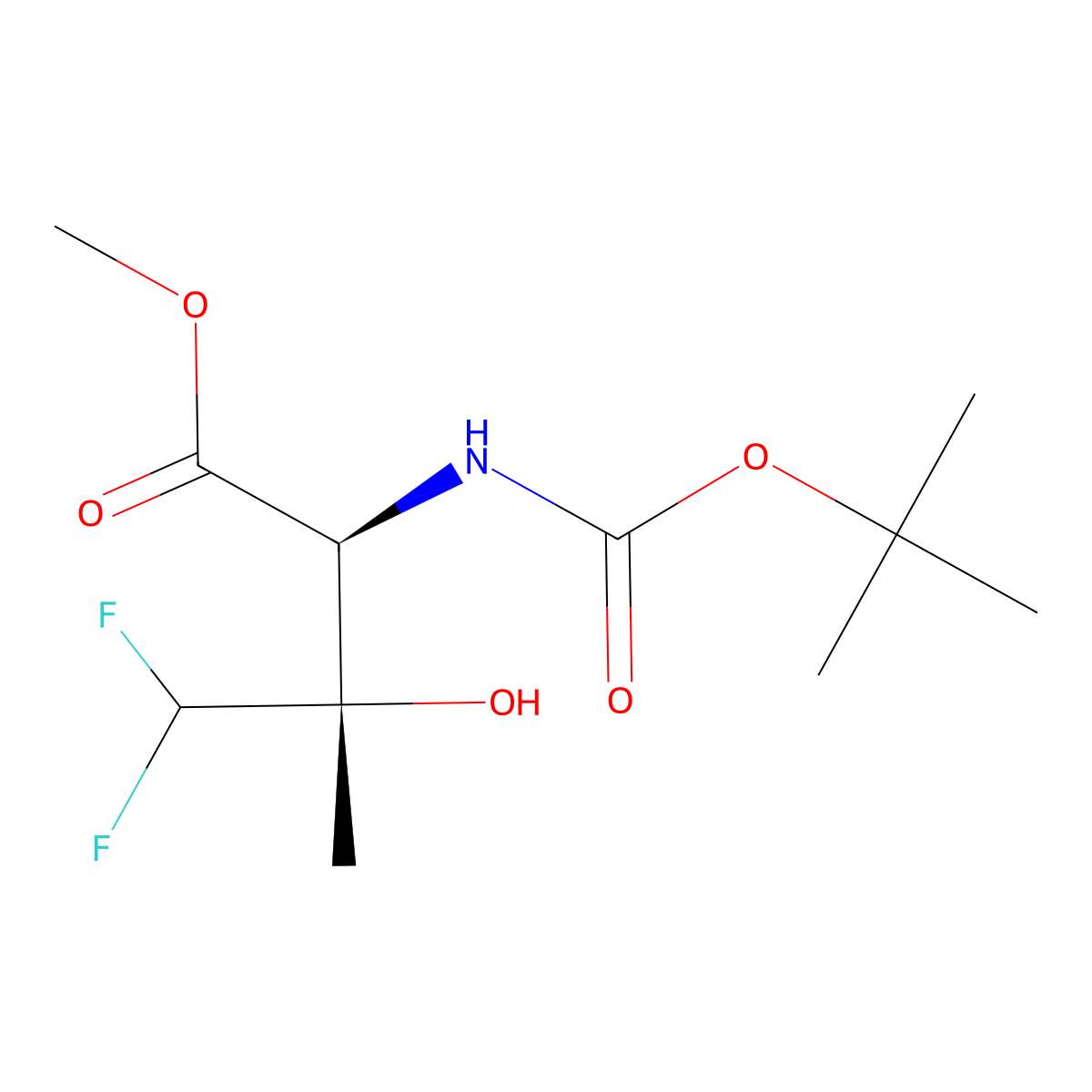 rac-methyl (2R,3R)-2-{[(tert-butoxy)carbonyl]amino}-4,4-difluoro-3-hydroxy-3-methylbutanoate molecular structure, CAS 2408938-76-9
