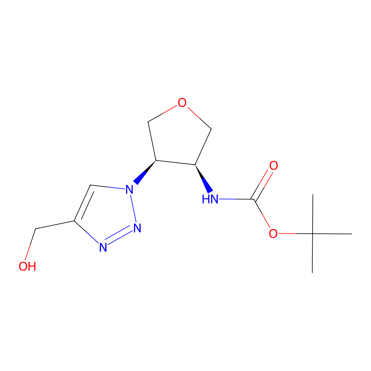 rac-tert-butyl N-[(3R,4S)-4-[4-(hydroxymethyl)-1H-1,2,3-triazol-1-yl]oxolan-3-yl]carbamate molecular structure, CAS 2408938-78-1