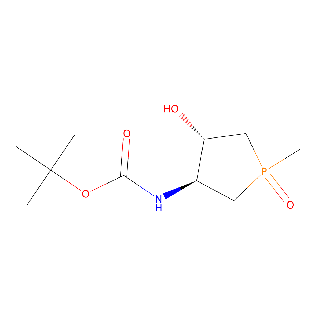 rac-tert-butyl N-[(3R,4R)-4-hydroxy-1-methyl-1-oxo-1lambda5-phospholan-3-yl]carbamate molecular structure, CAS 2408946-79-0