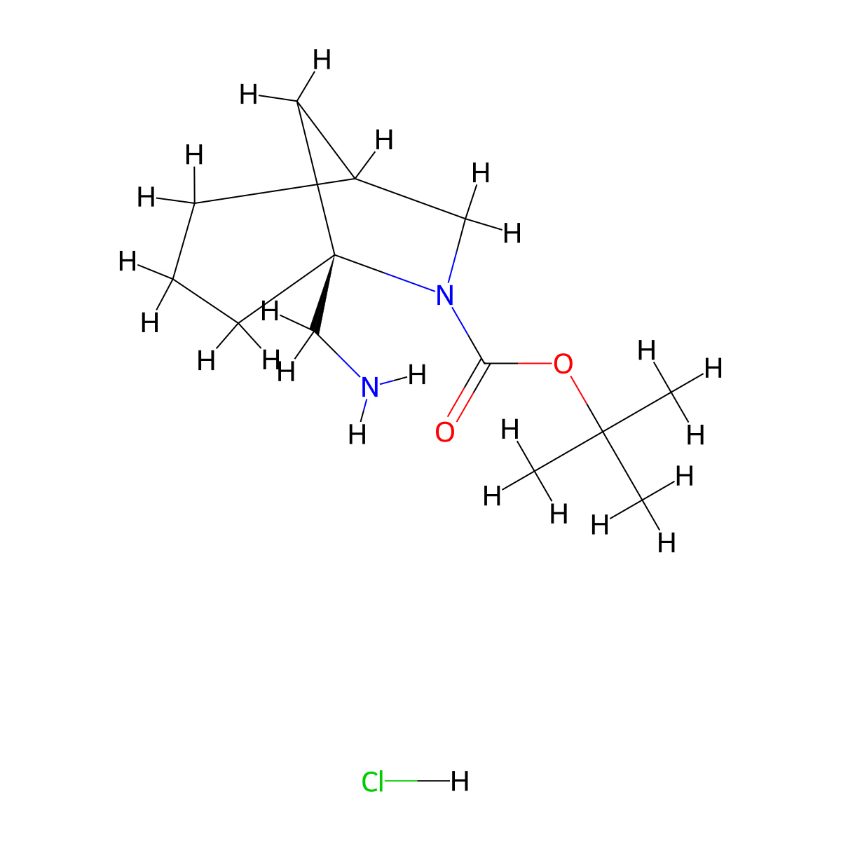 tert-butyl(5R)-5-(aminomethyl)-6-azabicyclo[3.2.1]octane-6-carboxylatehydrochloride molecular structure, CAS 2408946-80-3