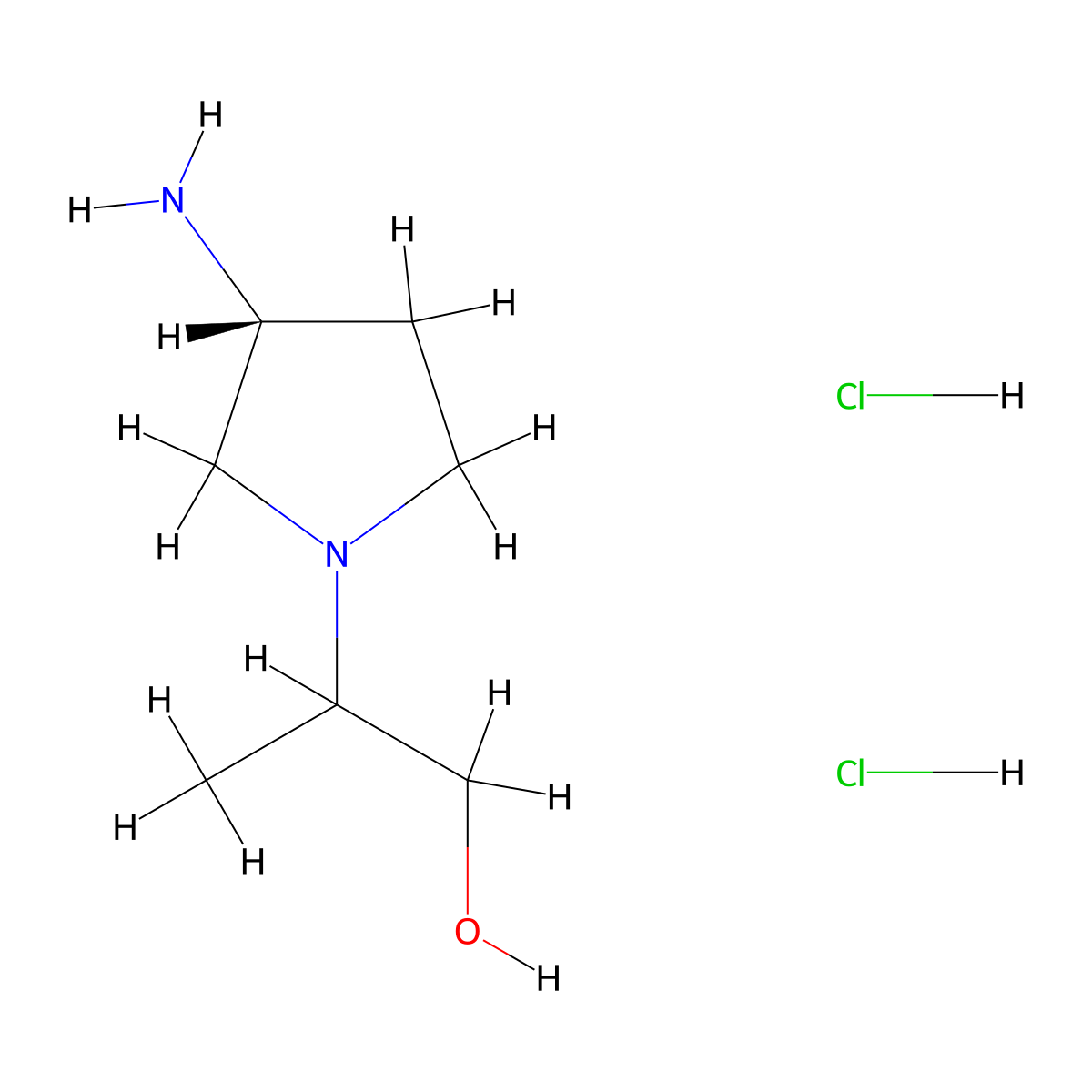 2-[(3R)-3-aminopyrrolidin-1-yl]propan-1-ol dihydrochloride molecular structure, CAS 2408946-87-0