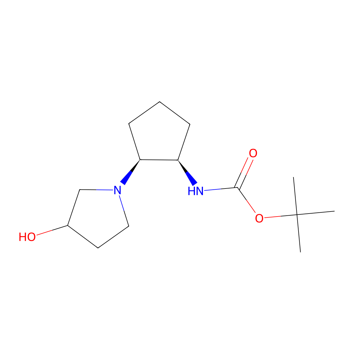 rac-tert-butyl N-[(1R,2S)-2-(3-hydroxypyrrolidin-1-yl)cyclopentyl]carbamate molecular structure, CAS 2408946-95-0