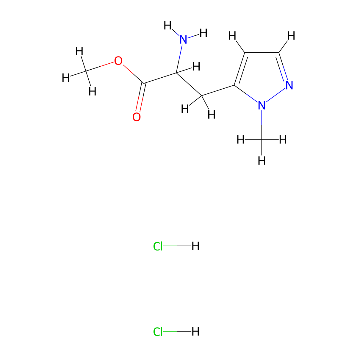methyl2-amino-3-(1-methyl-1H-pyrazol-5-yl)propanoatedihydrochloride molecular structure, CAS 2408957-35-5