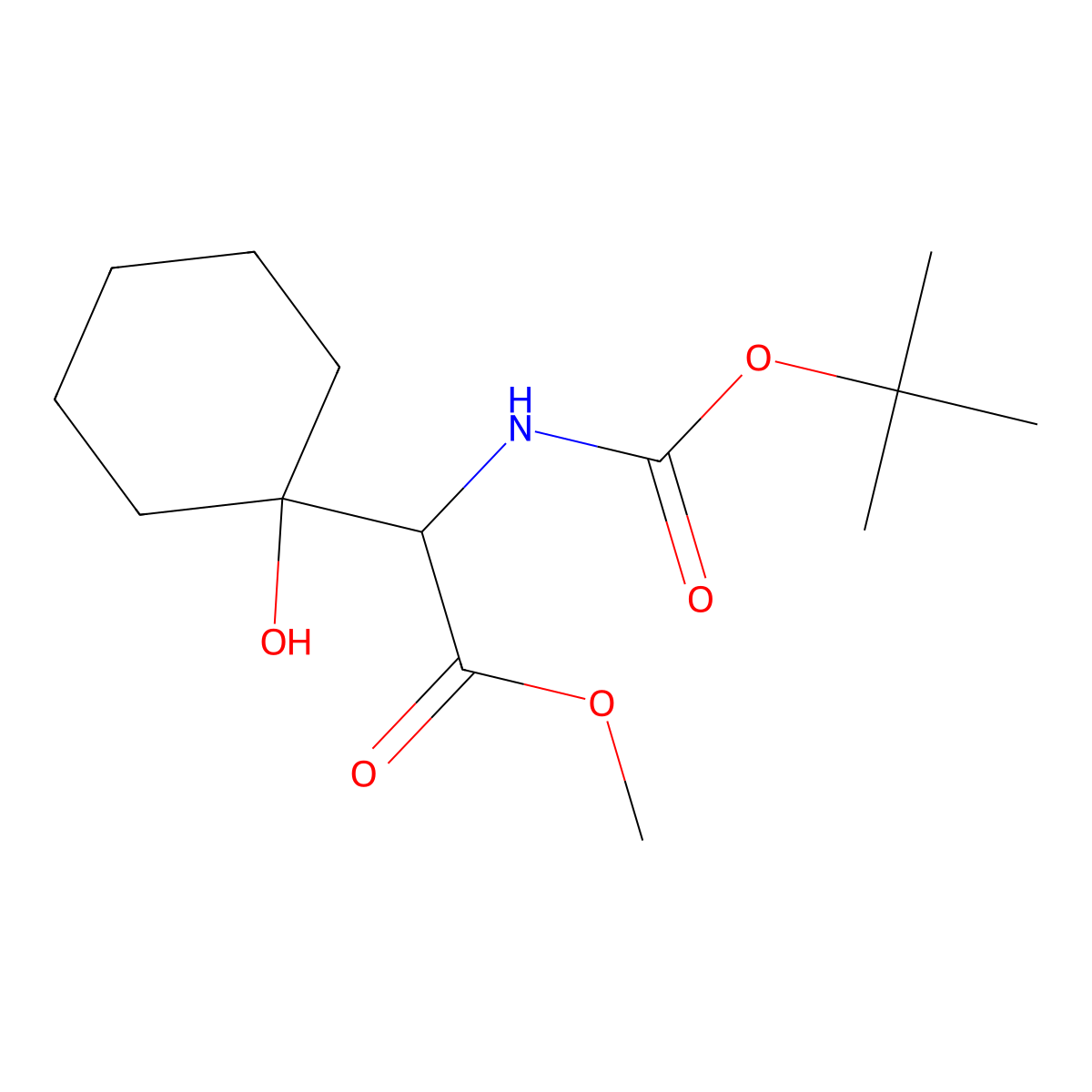 Methyl 2-{[(tert-butoxy)carbonyl]amino}-2-(1-hydroxycyclohexyl)acetate molecular structure, CAS 2408957-45-7