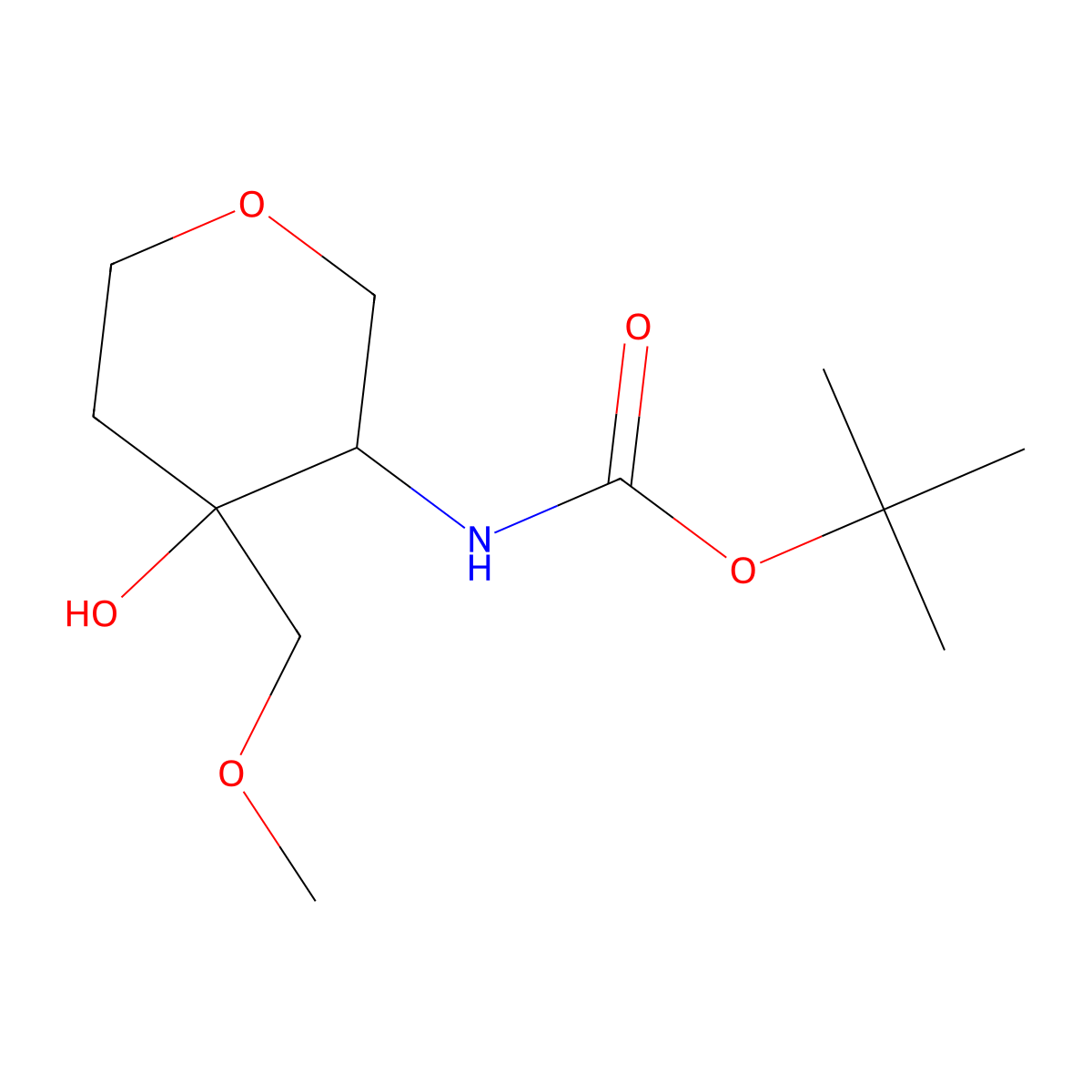 tert-butyl N-[4-hydroxy-4-(methoxymethyl)oxan-3-yl]carbamate molecular structure, CAS 2408957-49-1