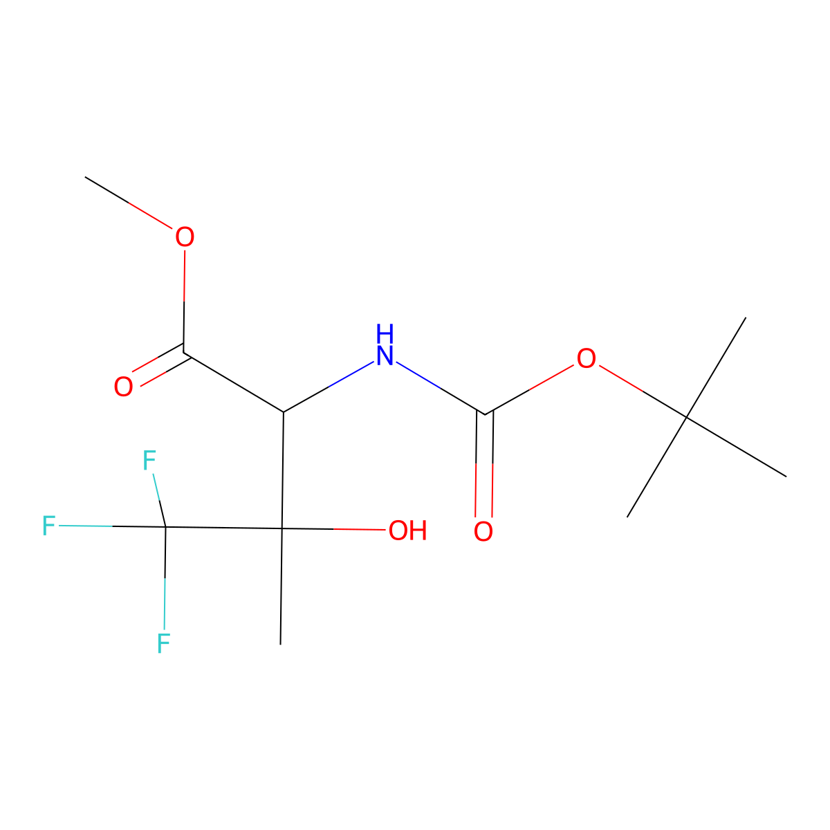 Methyl 2-{[(tert-butoxy)carbonyl]amino}-4,4,4-trifluoro-3-hydroxy-3-methylbutanoate molecular structure, CAS 2408957-50-4