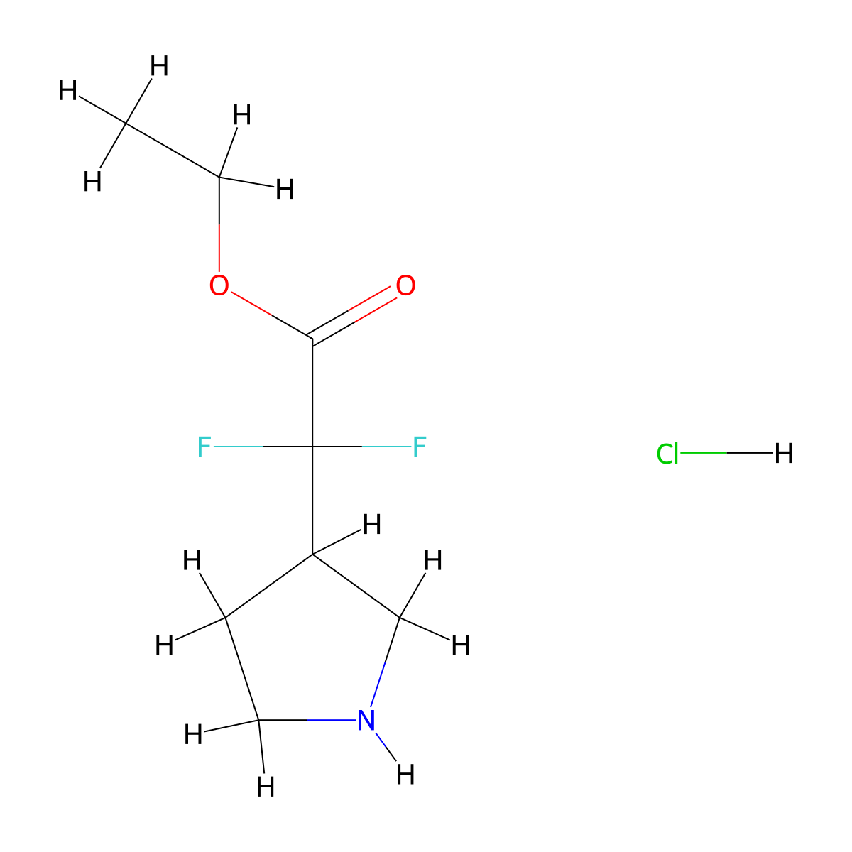 Ethyl2,2-difluoro-2-(pyrrolidin-3-yl)acetatehydrochloride molecular structure, CAS 2408957-54-8