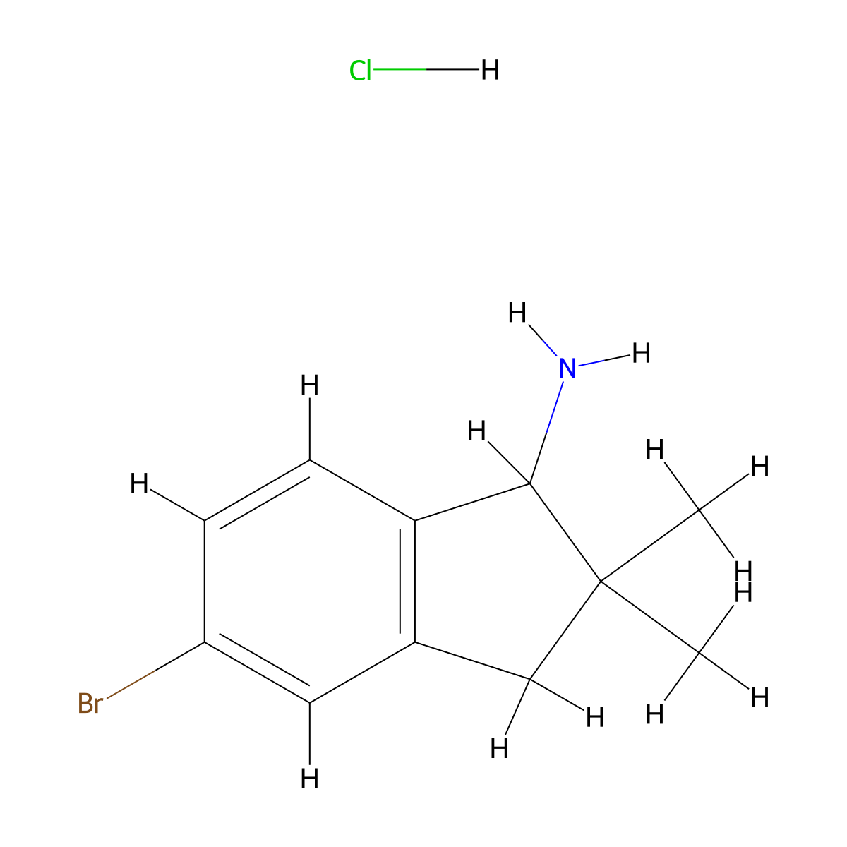 5-bromo-2,2-dimethyl-2,3-dihydro-1H-inden-1-amine hydrochloride molecular structure, CAS 2408957-57-1