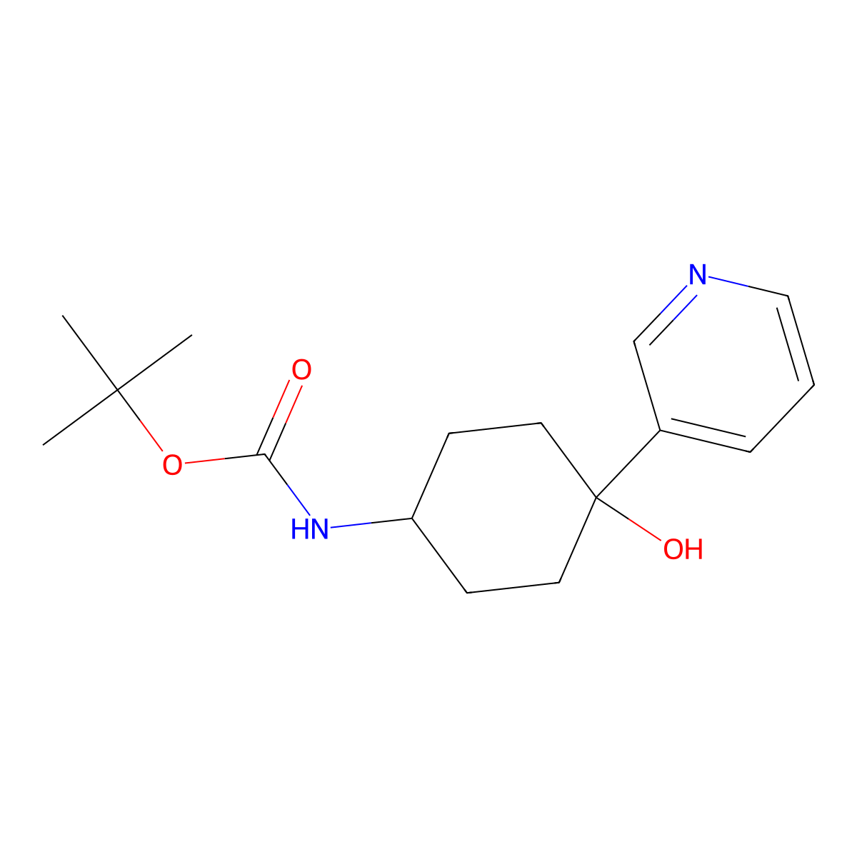 tert-butyl N-[4-hydroxy-4-(pyridin-3-yl)cyclohexyl]carbamate molecular structure, CAS 2408957-81-1