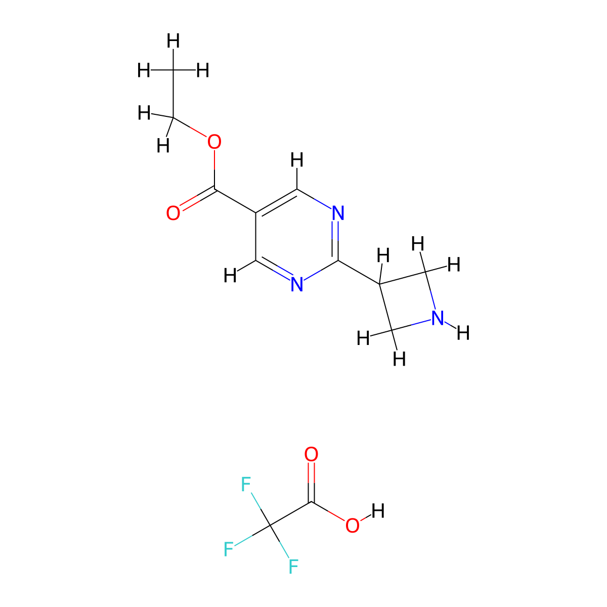 Ethyl2-(azetidin-3-yl)pyrimidine-5-carboxylate,trifluoroaceticacid molecular structure, CAS 2408957-89-9