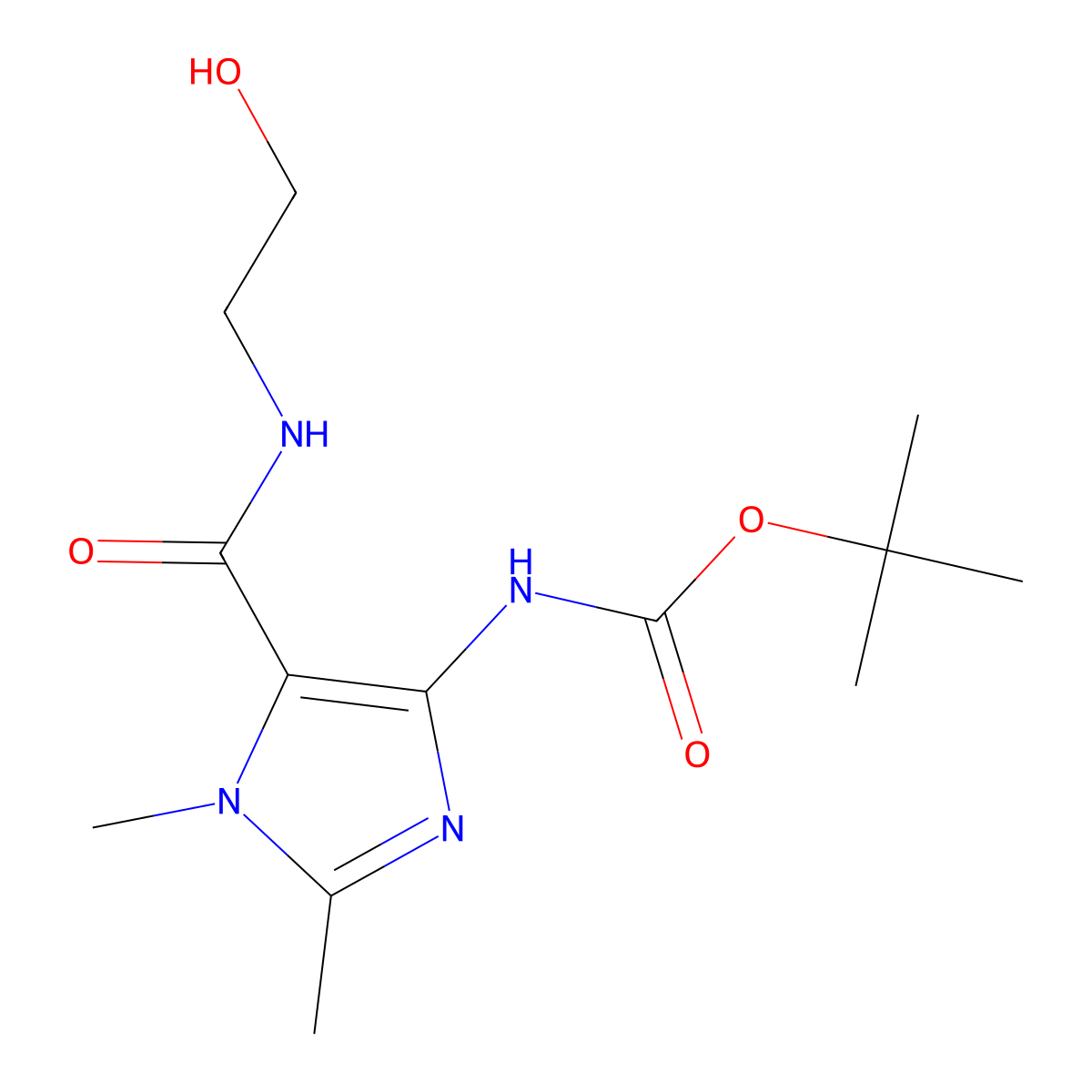 tert-butyl N-{5-[(2-hydroxyethyl)carbamoyl]-1,2-dimethyl-1H-imidazol-4-yl}carbamate molecular structure, CAS 2408958-01-8