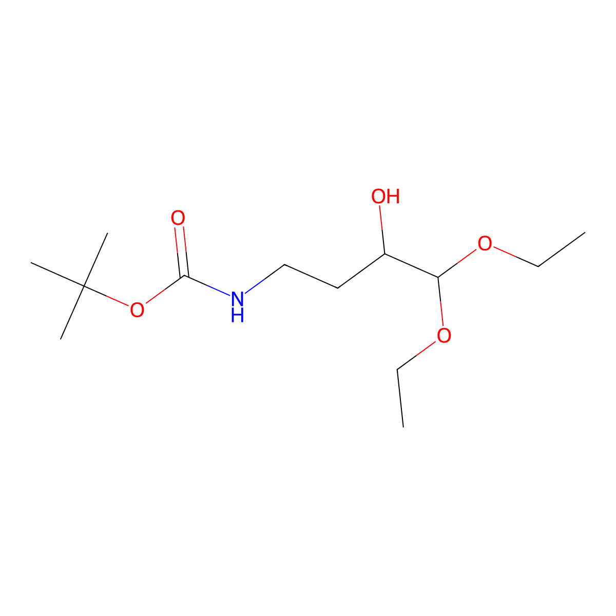 tert-butyl N-(4,4-diethoxy-3-hydroxybutyl)carbamate molecular structure, CAS 2408958-10-9