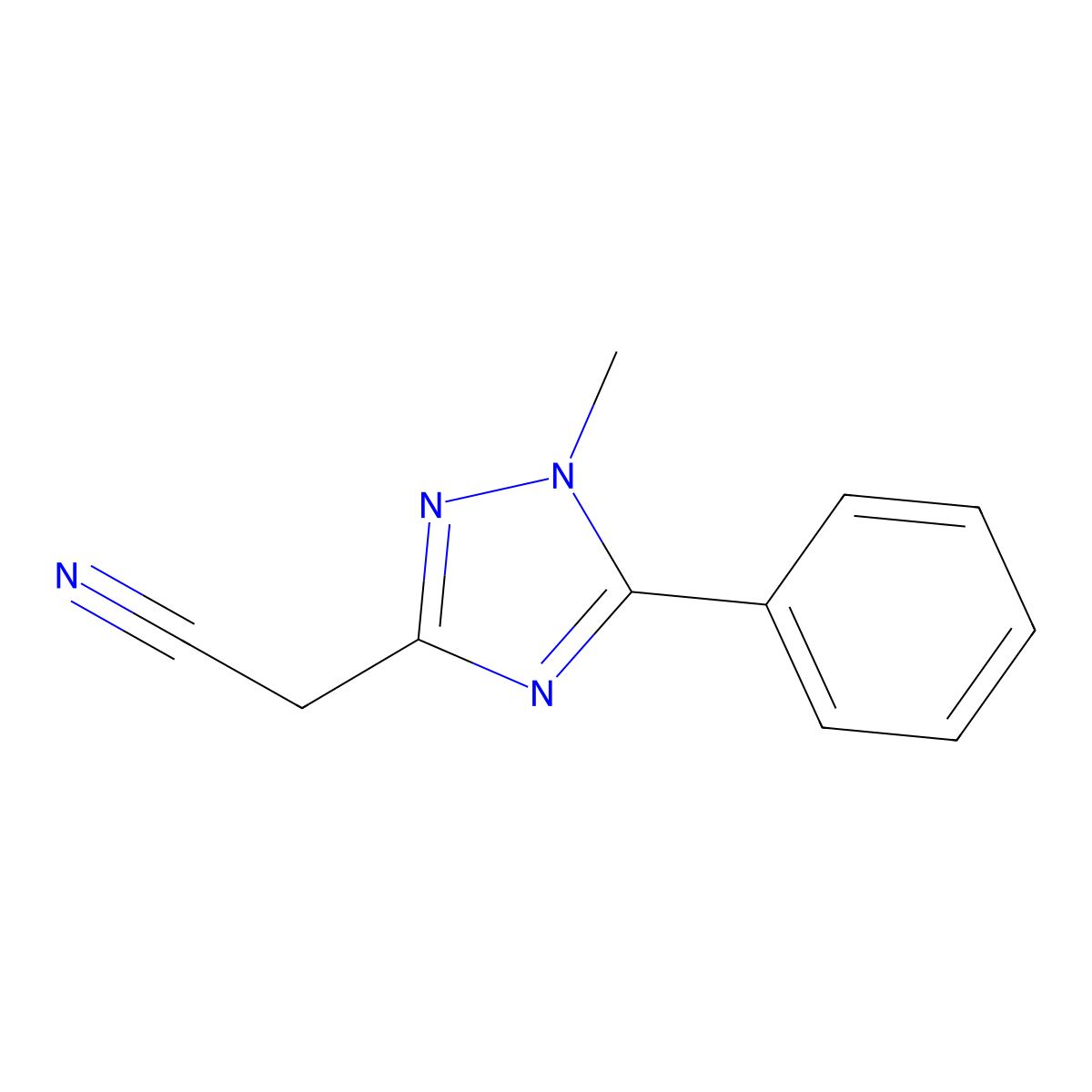 2-(1-methyl-5-phenyl-1H-1,2,4-triazol-3-yl)acetonitrile molecular structure, CAS 2408958-12-1
