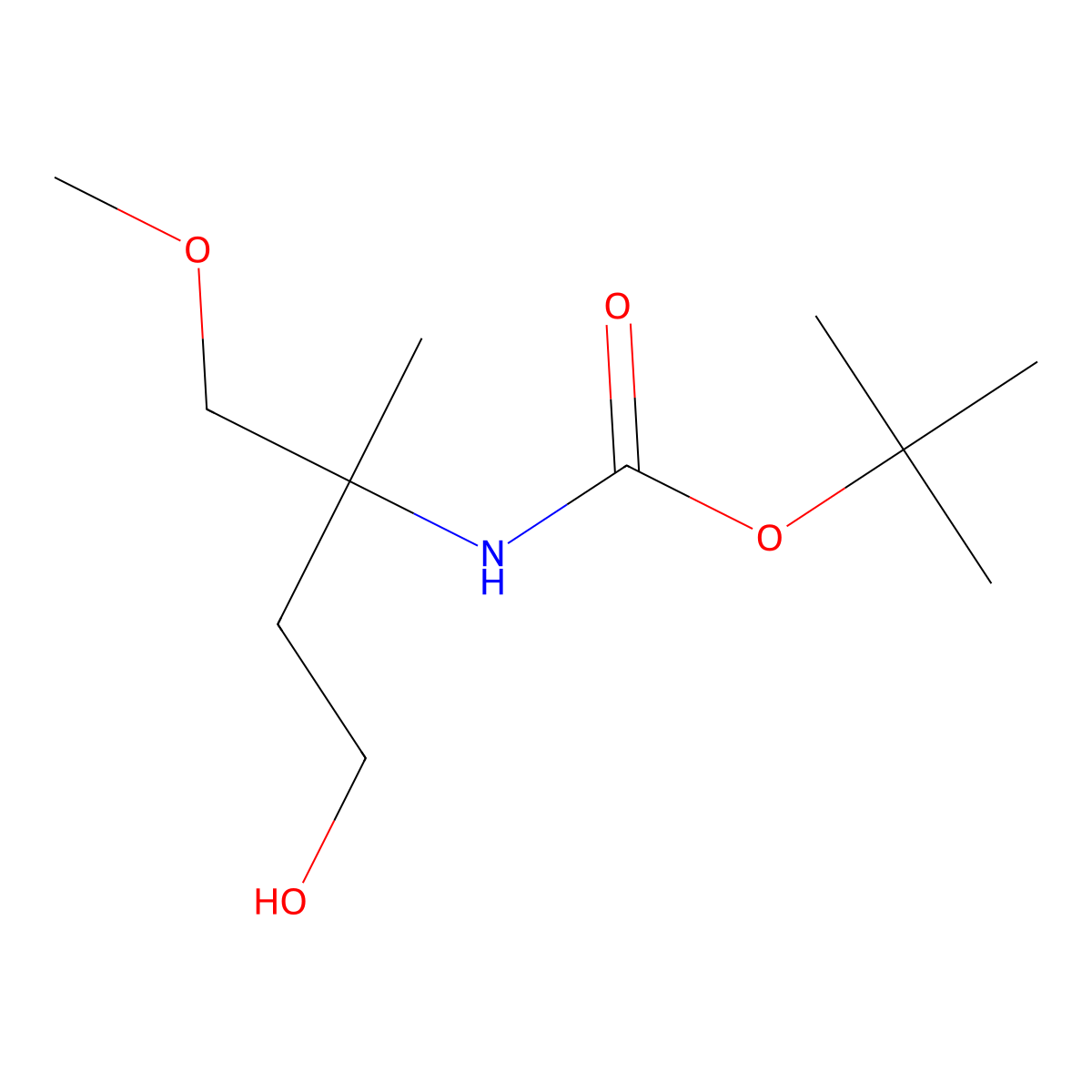 tert-butyl N-(4-hydroxy-1-methoxy-2-methylbutan-2-yl)carbamate molecular structure, CAS 2408958-18-7