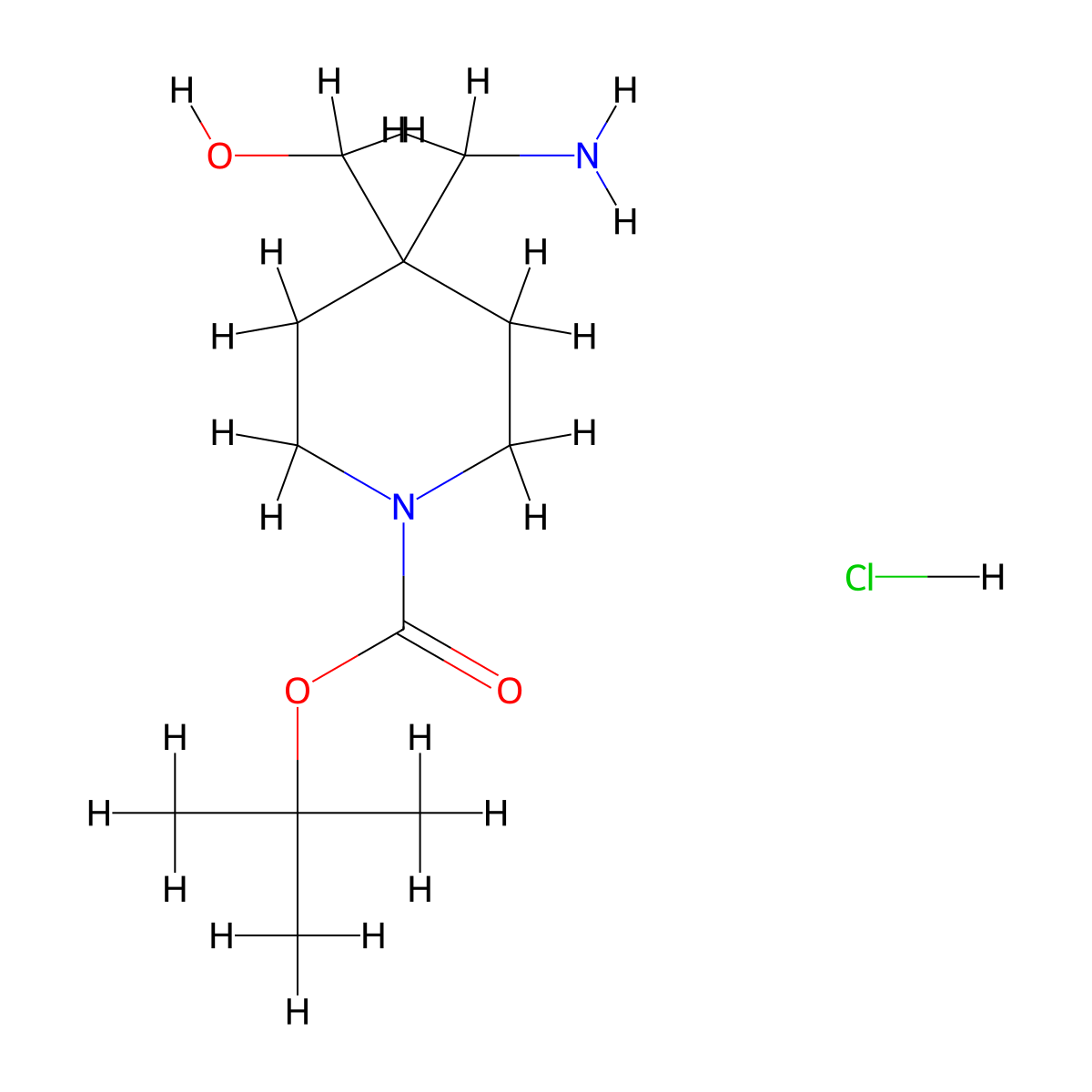 Tert-butyl 4-(aminomethyl)-4-(hydroxymethyl)piperidine-1-carboxylate hydrochloride molecular structure, CAS 2408958-19-8