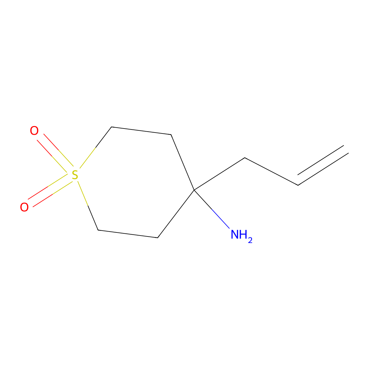 4-Amino-4-(prop-2-en-1-yl)-1lambda6-thiane-1,1-dione molecular structure, CAS 2408958-21-2