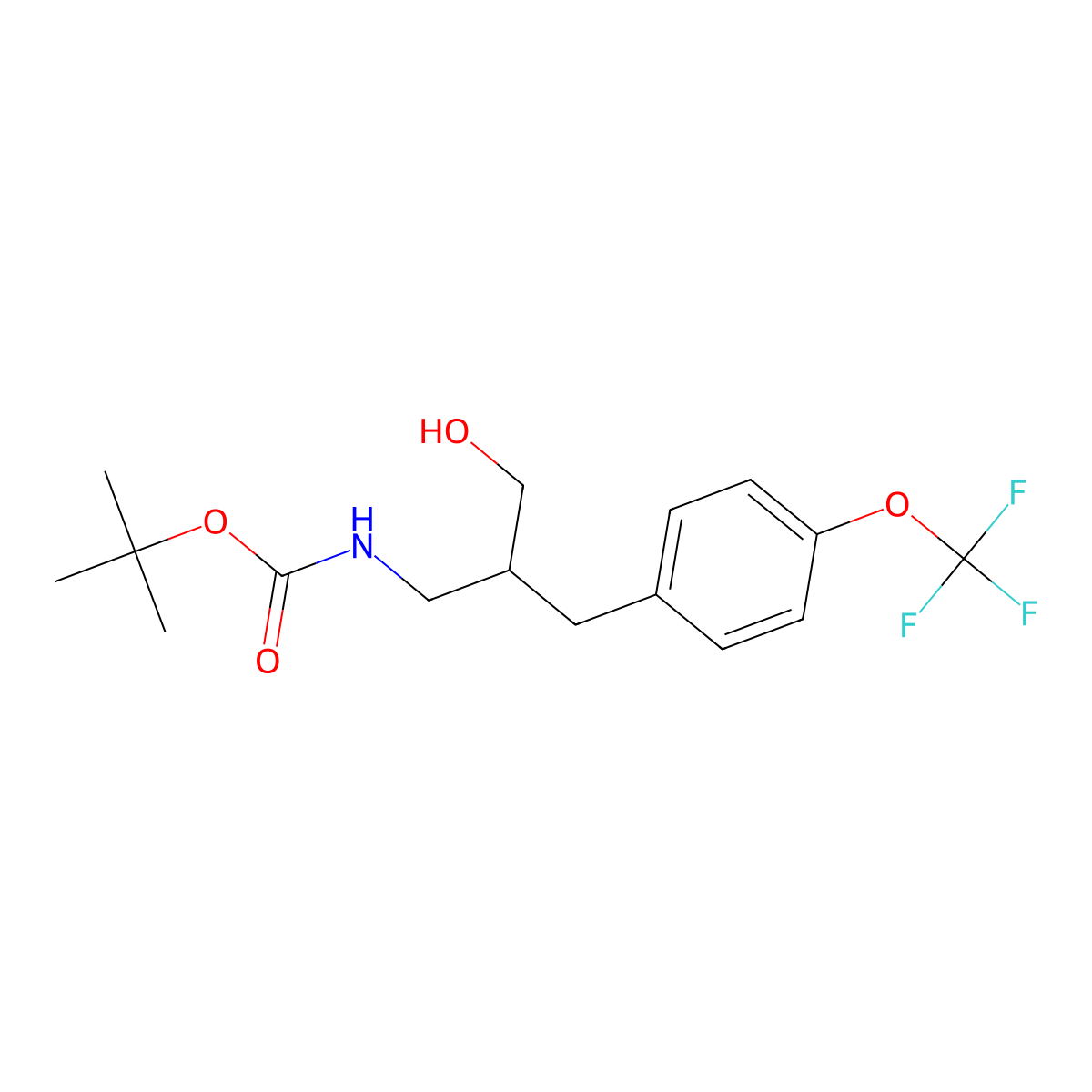 tert-butyl N-(3-hydroxy-2-{[4-(trifluoromethoxy)phenyl]methyl}propyl)carbamate molecular structure, CAS 2408958-23-4