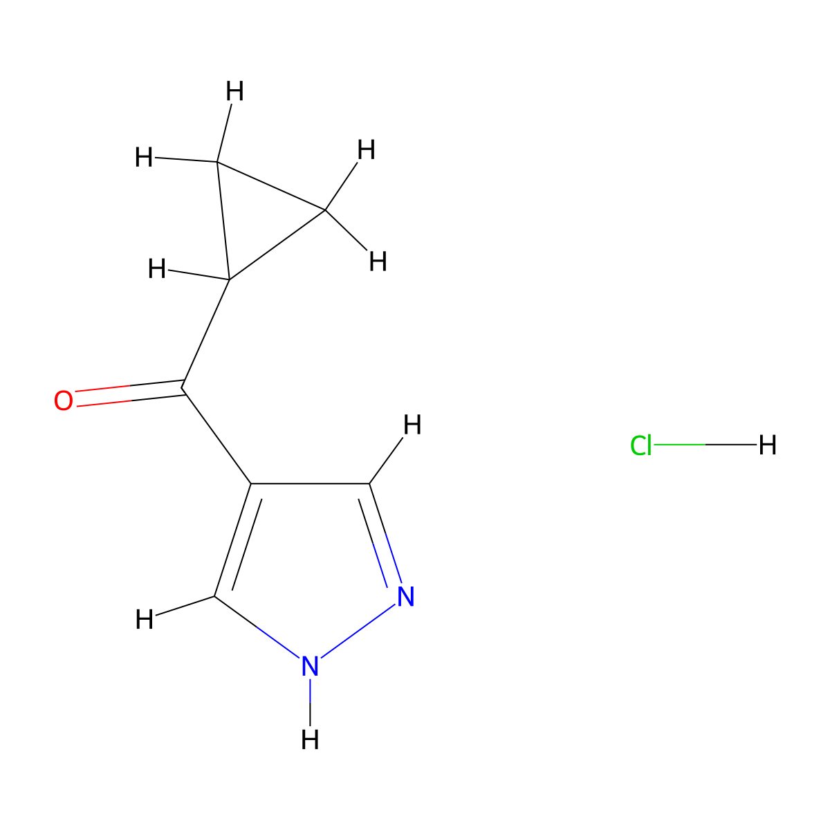 4-cyclopropanecarbonyl-1H-pyrazolehydrochloride molecular structure, CAS 2408958-28-9