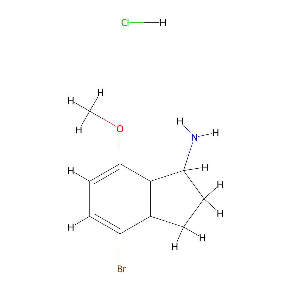 4-bromo-7-methoxy-2,3-dihydro-1H-inden-1-amine hydrochloride molecular structure, CAS 2408958-29-0