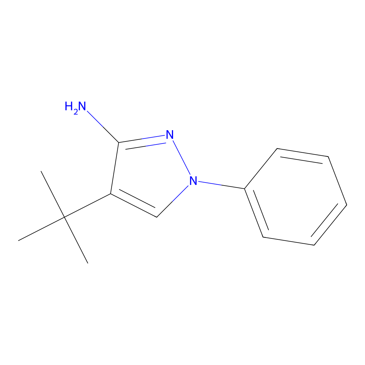 4-tert-butyl-1-phenyl-1H-pyrazol-3-amine molecular structure, CAS 2408958-30-3