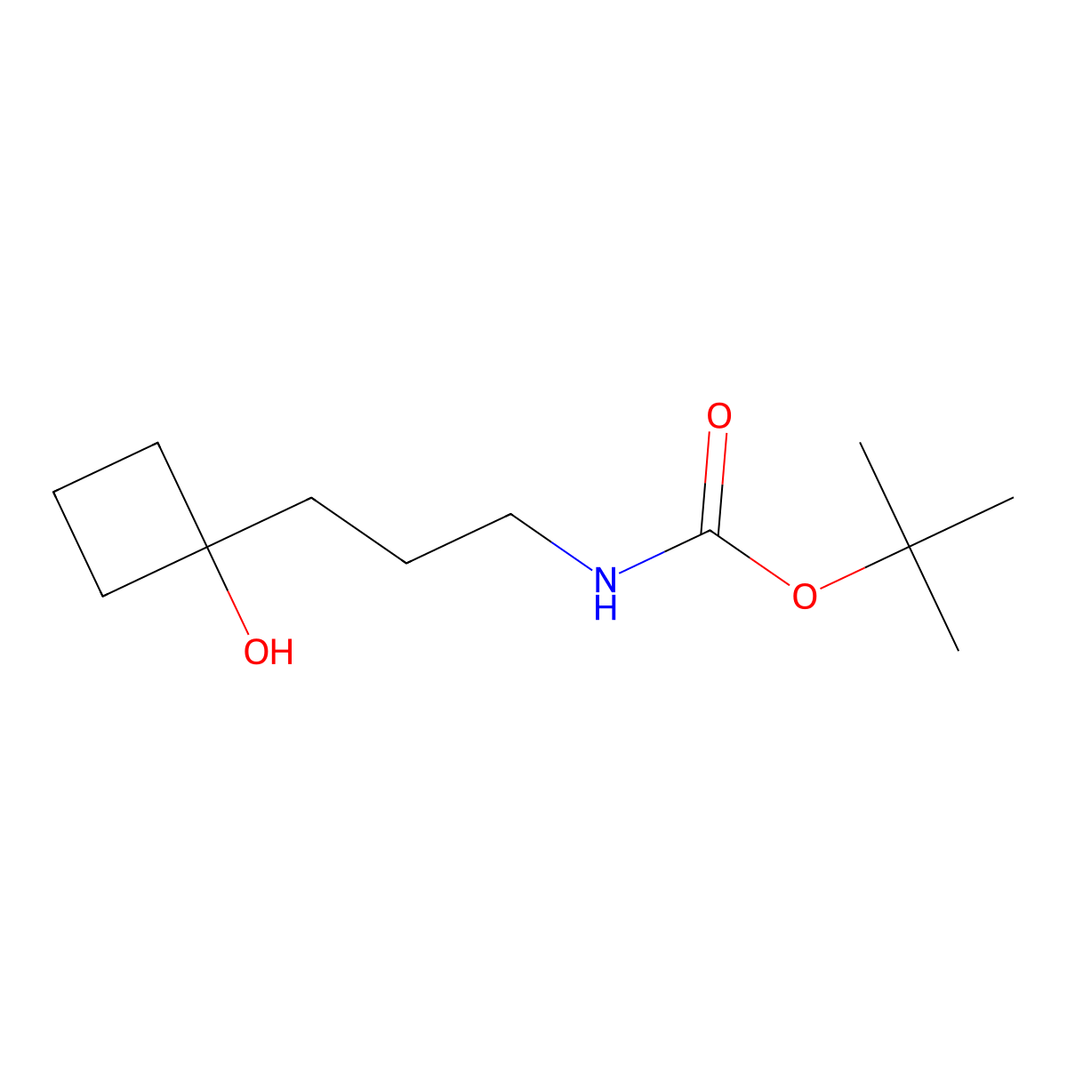 tert-butyl N-[3-(1-hydroxycyclobutyl)propyl]carbamate molecular structure, CAS 2408958-32-5