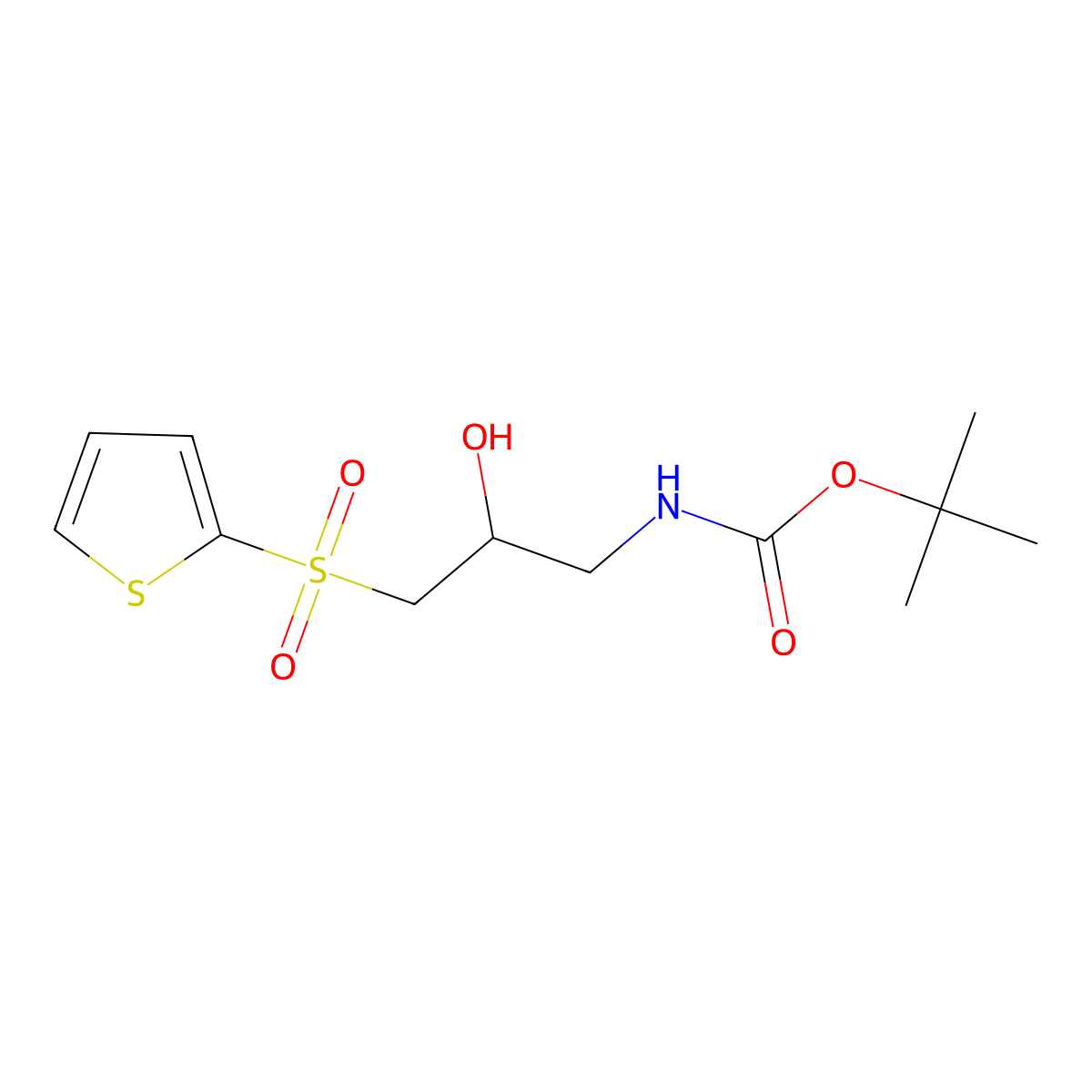 tert-butyl N-[2-hydroxy-3-(thiophene-2-sulfonyl)propyl]carbamate molecular structure, CAS 2408958-38-1