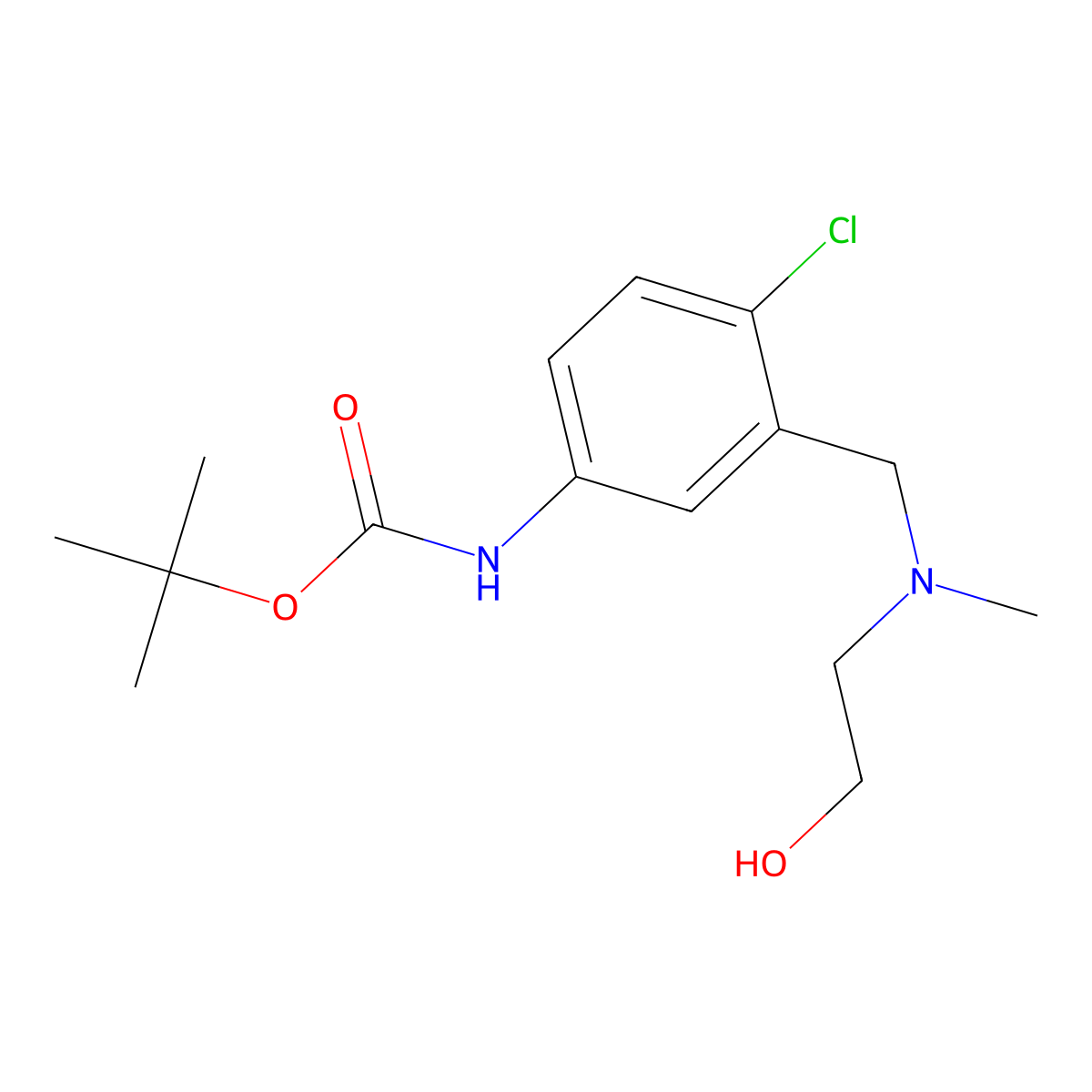 tert-butyl N-(4-chloro-3-{[(2-hydroxyethyl)(methyl)amino]methyl}phenyl)carbamate molecular structure, CAS 2408958-39-2