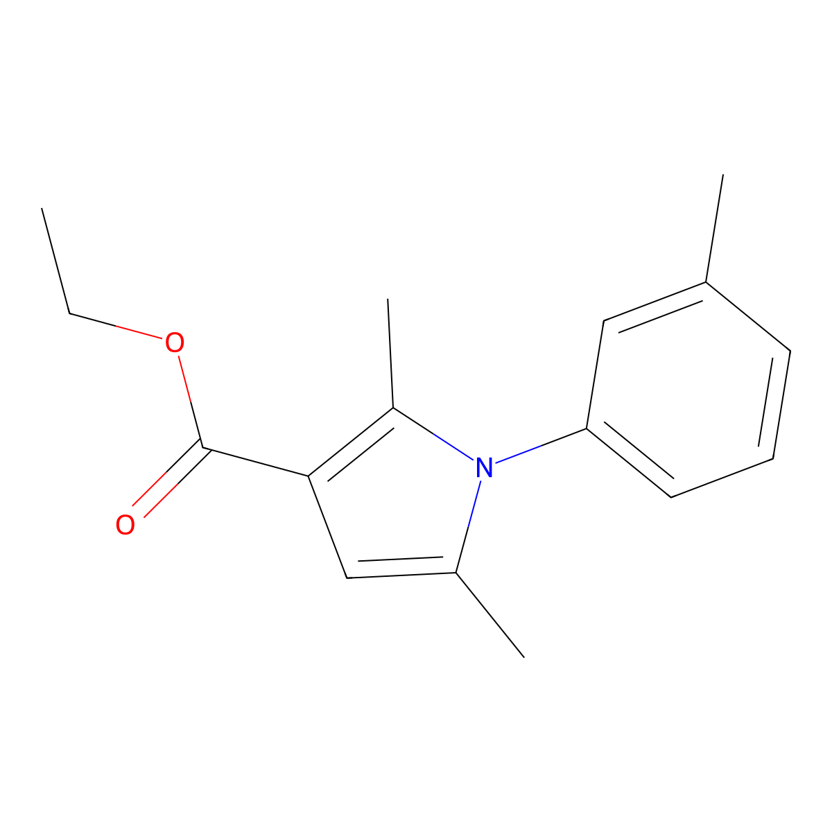 ethyl 2,5-dimethyl-1-(3-methylphenyl)-1H-pyrrole-3-carboxylate molecular structure, CAS 2408958-40-5