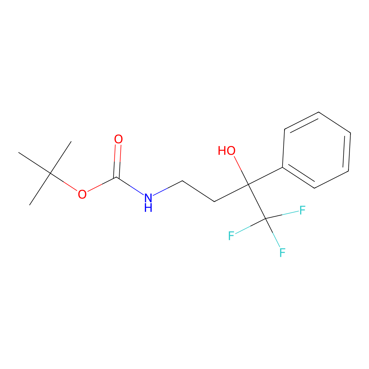 tert-butyl N-(4,4,4-trifluoro-3-hydroxy-3-phenylbutyl)carbamate molecular structure, CAS 2408958-42-7