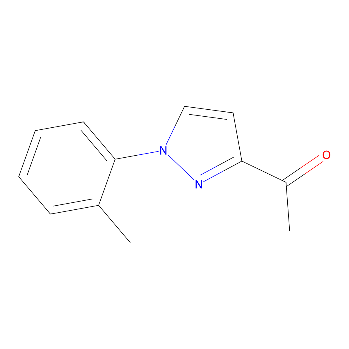 1-[1-(2-methylphenyl)-1H-pyrazol-3-yl]ethan-1-one molecular structure, CAS 2408958-47-2